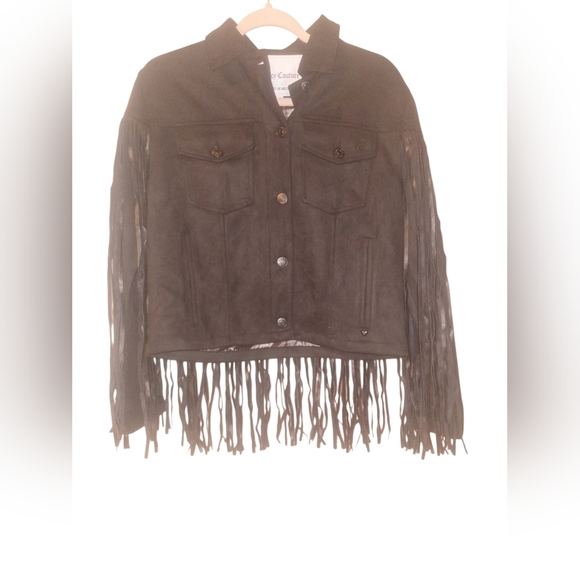 Juicy Couture Black Button-Up Fringe Jacket - Picture 6 of 9